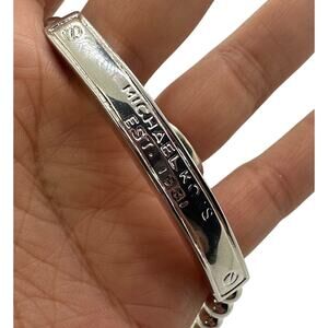 Michael Kors Silver & Black Leather Beaded Tag Bracelet